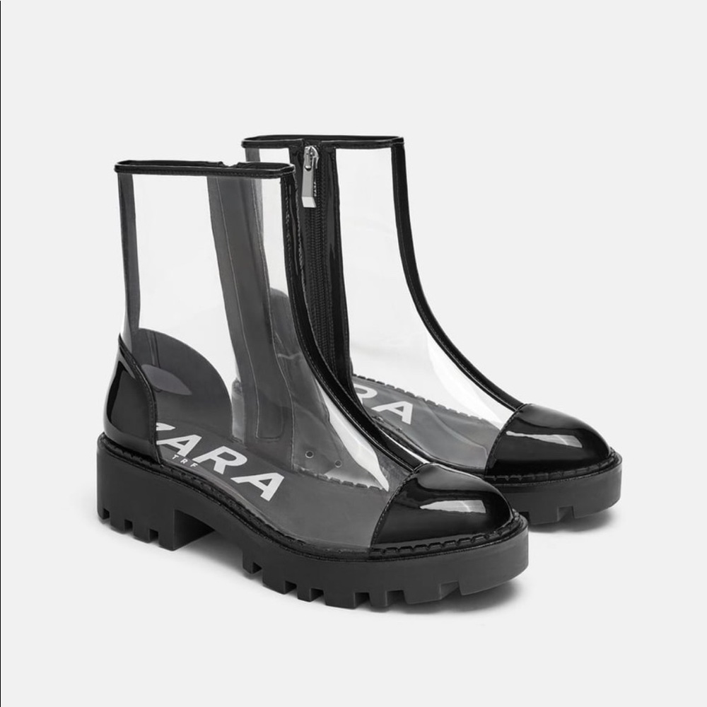 Zara Vinyl Track Sole Ankle Boots